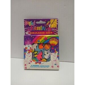 ​VINTAGE 90s LISA FRANK Fantasy ERASER SET Sealed NIP Unicorn Rainbow